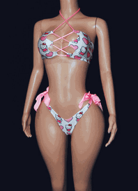 Kitty thong set w/ties
