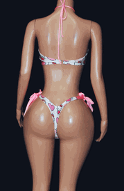 Kitty thong set w/ties