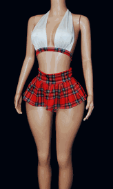 3pc pleated sk set w/g-string