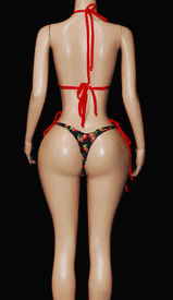 Cherry print v back set w/ties