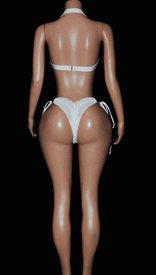 Lace/lycra short set w/ties