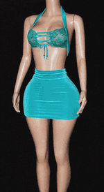 Velvet/lace sk set 