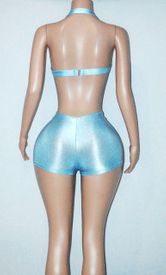 Lace/lycra short set w/stones