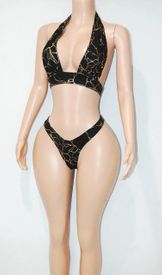 Hologram halter thong set 