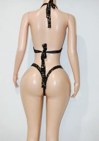 Hologram halter thong set 