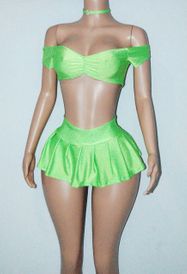 Pleated sk set w/chocker 