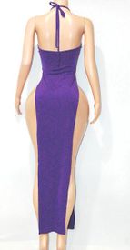 Lace up halter gown w/stones