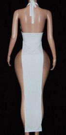 Rhinestone square high slit gown