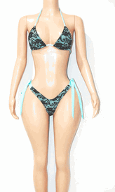 Lace overlay scarf thong set