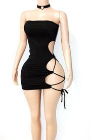 Side cut lace up mini w/chocker 