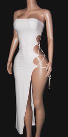 Side lace up lycra gown w/stones