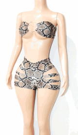 Slashed short  set w/ring
