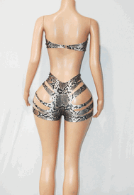 Slashed short  set w/ring