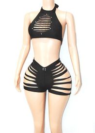 Slashed short set w/stones