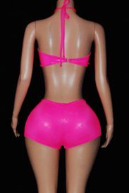 Wet look short set 