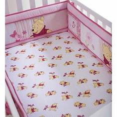 Disney so Sweet Pooh Fitted Crib Sheet White/pink