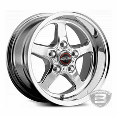 One (1) Polished Direct Drill Race Star 15"x 10" Wheel 7.25" Backspacing
