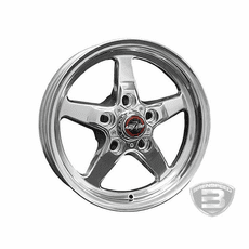 One (1) Polished Direct Drill Race Star 17"x 4.75" Skinny Wheel 1.75" Backspacing