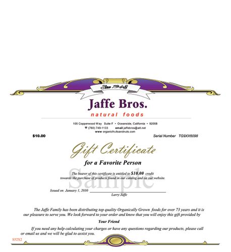 $10.00 Gift Certificate