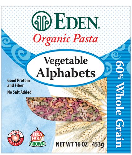Organic VEGETABLE ALPHABETS - 3/ 16 oz Boxes