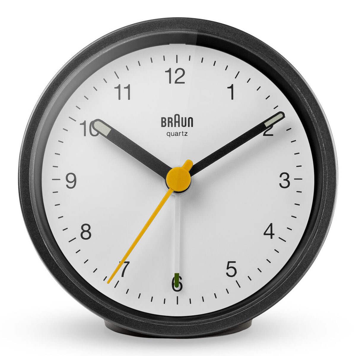 Braun Analog Alarm Clock Round, Black with White Face