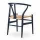 CH24 Wishbone Chair, Navy Blue, Natural Paper Cord Seat