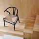 CH24 Wishbone Chair, Navy Blue, Natural Paper Cord Seat