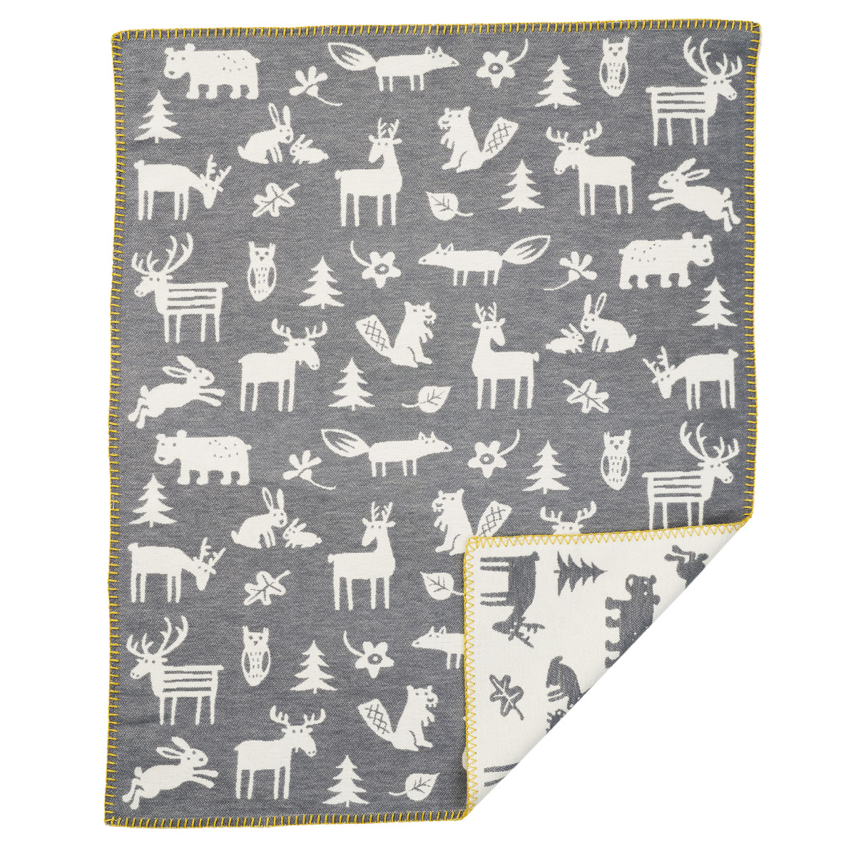 Klippan Klippan Forest Organic Brushed Cotton Baby Blanket, Grey