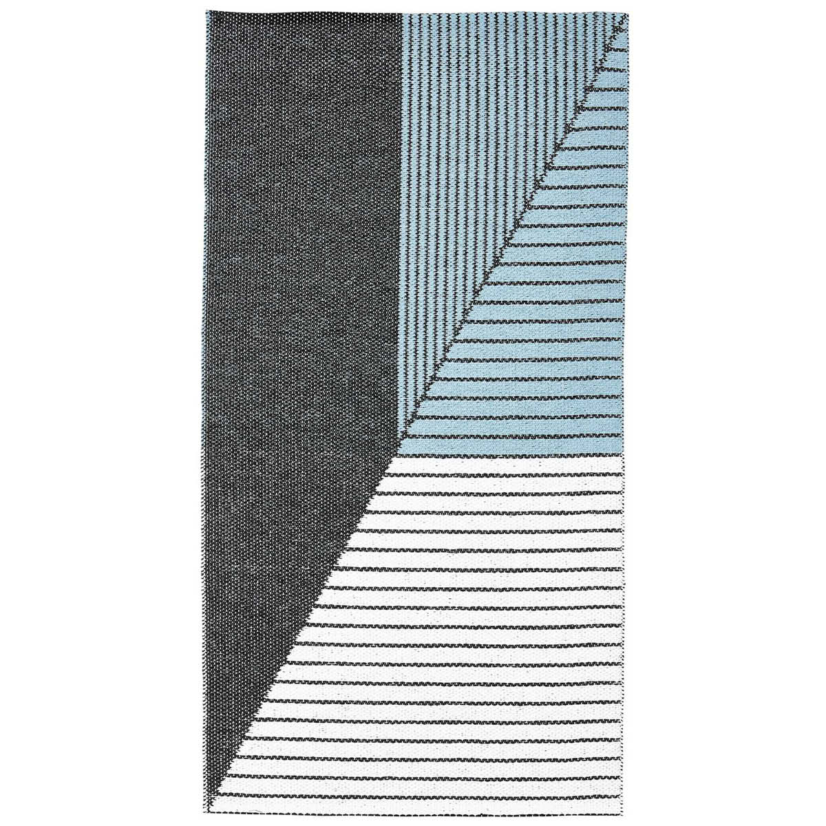 HRD Swedish Rugs Stripe Indoor / Outdoor Swedish Woven Rugs, Black / Blue