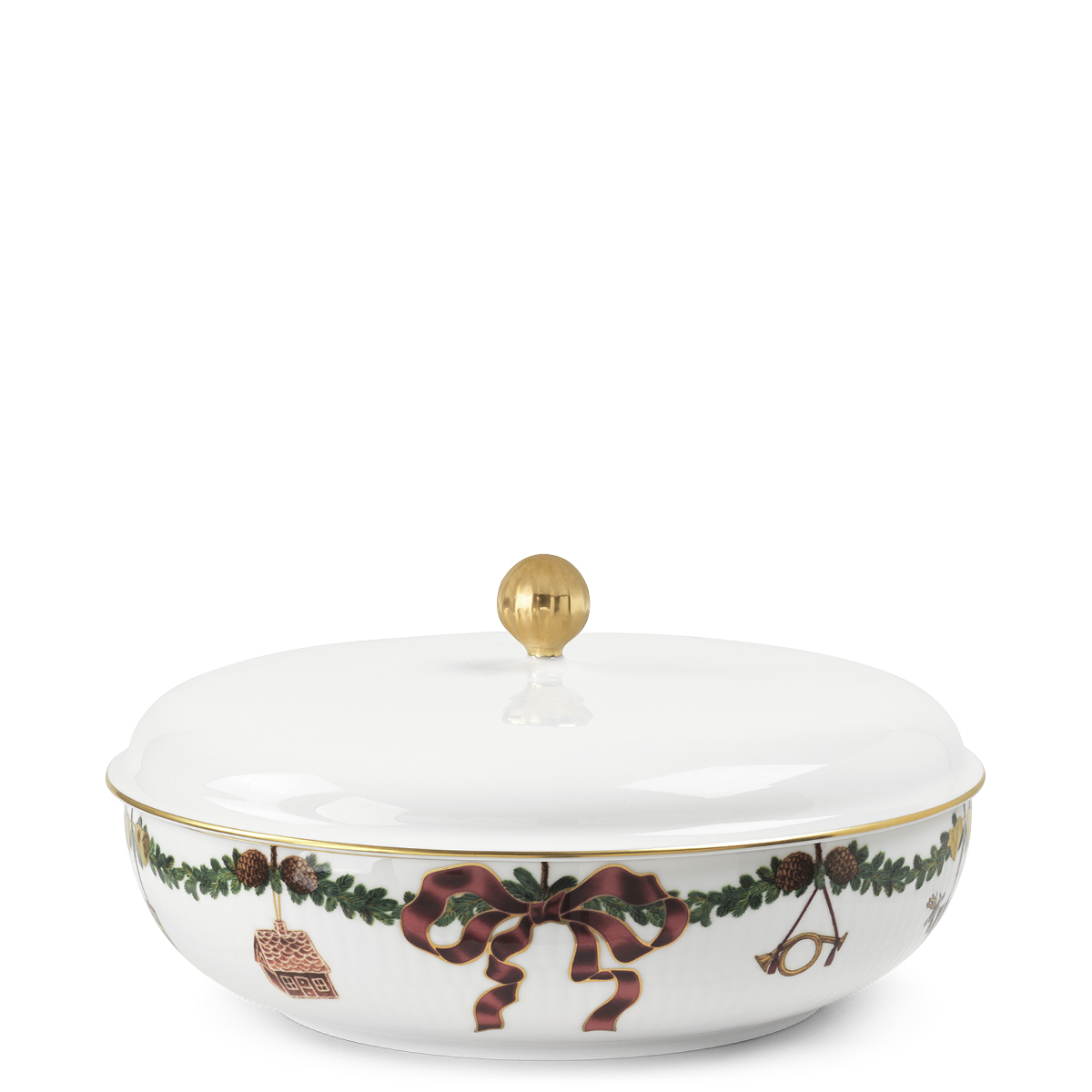 Royal Copenhagen Star Fluted Christmas Bowl with Lid, 8"