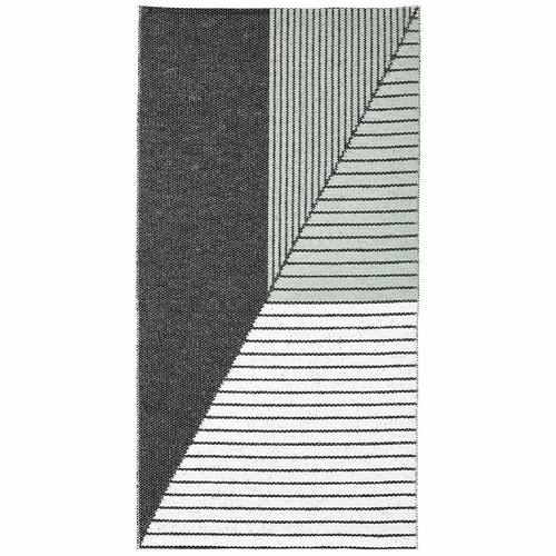 HRD Swedish Rugs Stripe Indoor / Outdoor Swedish Woven Rugs, Black / Green