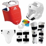 ADIDAS COMPLETE TAEKWONDO SPARRING GEAR SET WITH SHIN INSTEP