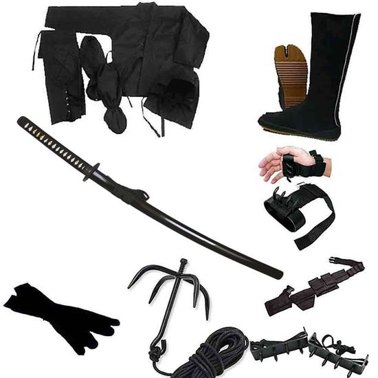 COMPLETE NINJA SET WITH STEEL SWORD