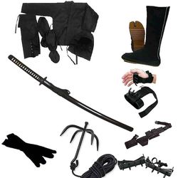 COMPLETE NINJA SET WITH STEEL SWORD
