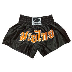 GTMA KICK BOXING SHORTS BLACK-ORANGE XSMALL 