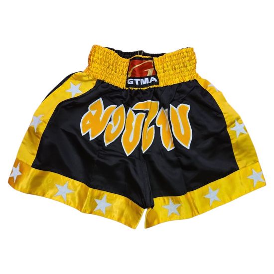GTMA KICK BOXING SHORTS BLACK-YELLOW SMALL 