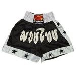 GTMA KICK BOXING SHORTS BLACK-WHITE SMALL