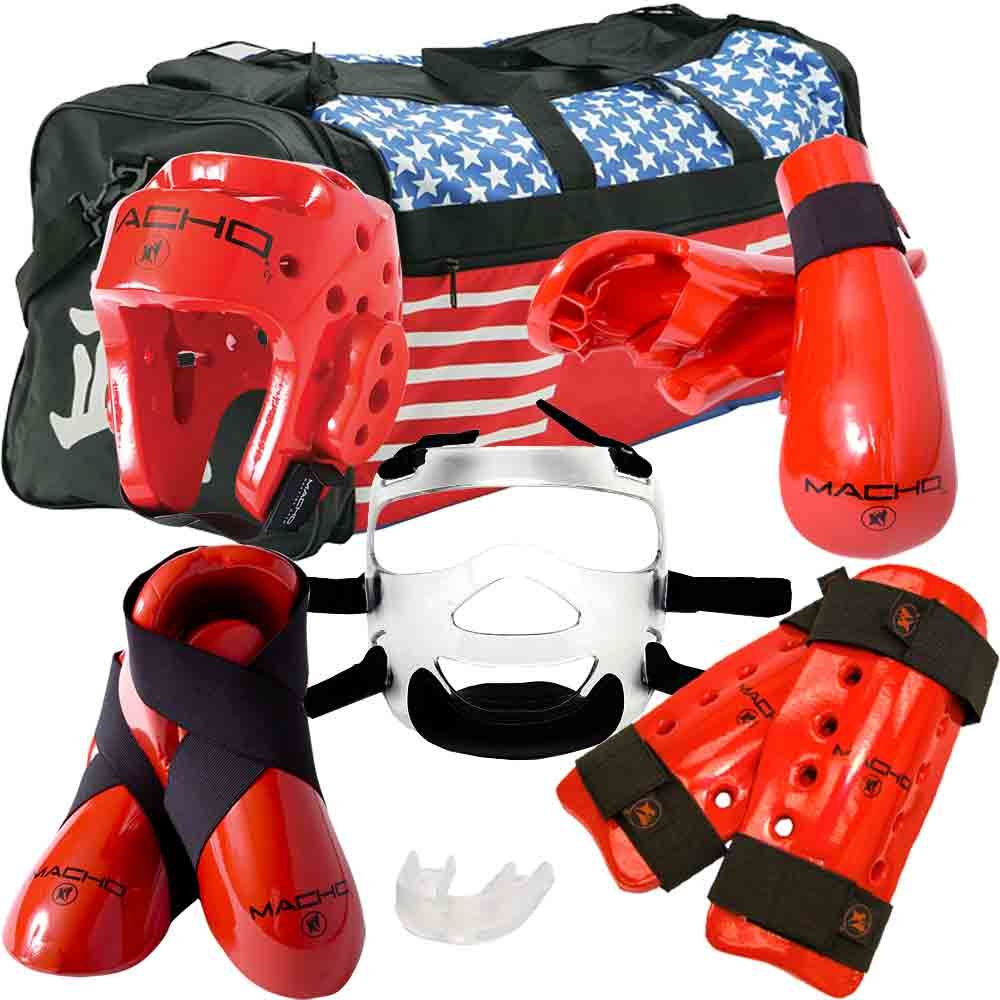 MACHO DYNA DELUXE SPARRING GEAR SET FACE SHIELD & BAG on sale only