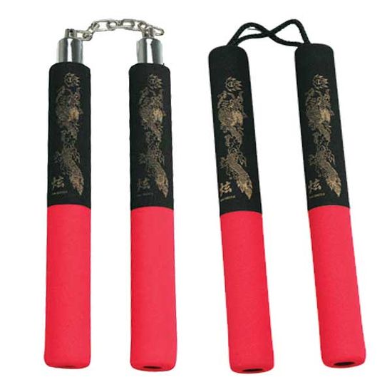 RED & BLACK RUBBER FOAM NUNCHAKU