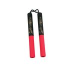 RED & BLACK RUBBER FOAM NUNCHAKU - image 1