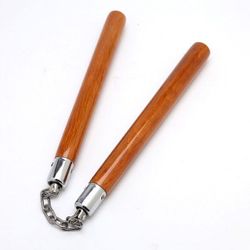 WOODEN NUNCHAKU ROUND NATURAL WITH CHAIN