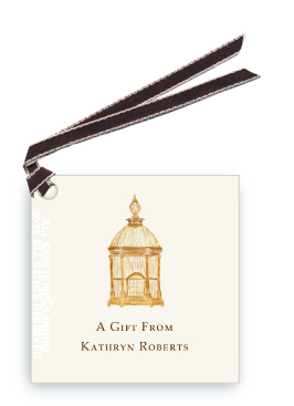 Antique French Brass Birdcage -Gift tag