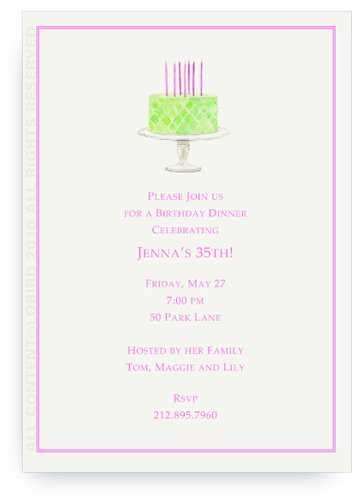 Beaded Birthday Cake - Spring Green - Invitations