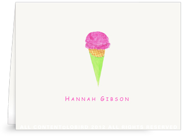 Berry Ice Cream Cone - Folded Note Cards