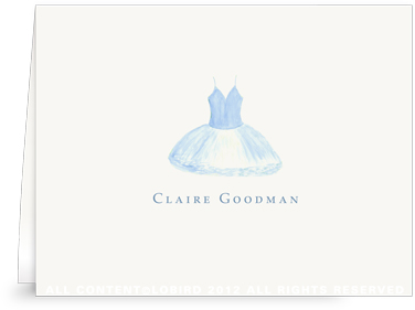 Blue Bird Tutu - Folded Note Cards