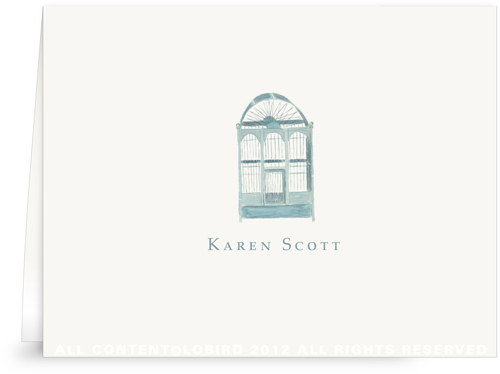 Blue English Bird Cage - Folded Note Cards