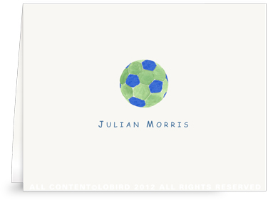 Blue & Green Soccer Ball - Folded Note Cards