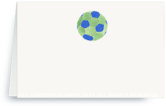 blue/green soccer ball - place cards
