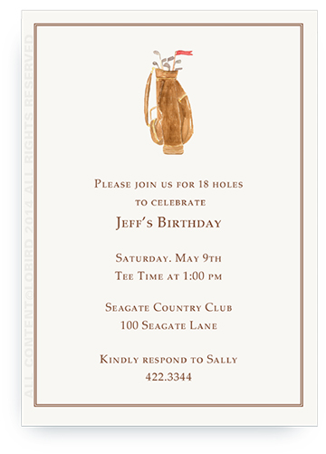 Brown Leather Golf Bag - Invitations