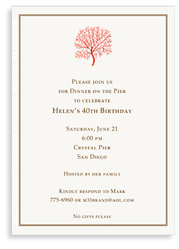 Coral Fan - Red- Invitations
